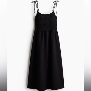 Divided Black Smocked Midi Dress | XL
